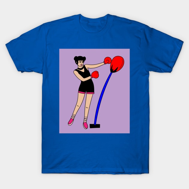 Boxing Female Boxer Retro Boxing Gloves T-Shirt by flofin